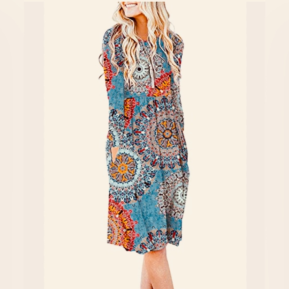 Long Sleeve Soft Dress w Pockets